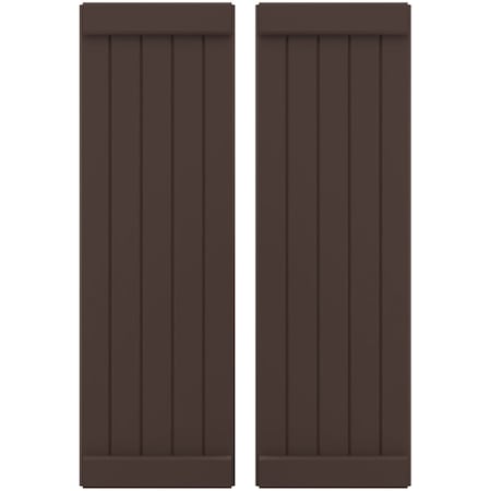 Ekena Millwork Americraft 5-Board Exterior Wood Joined Board-n-Batten Shutters w/ End Batten, ARW103BB518X48TBH, PR ARW103BB518X48TBH